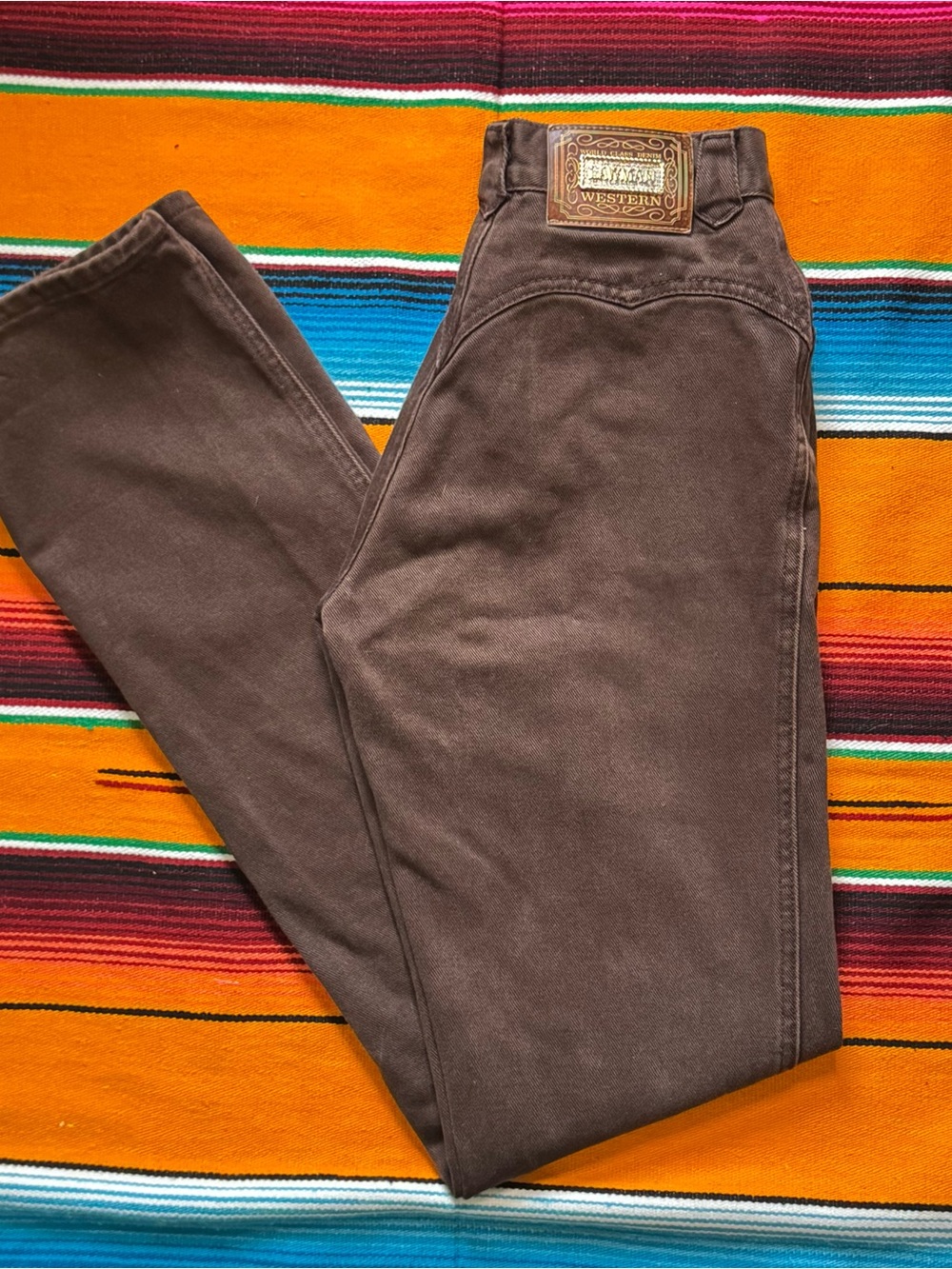 Women's Vintage Brown Lawman Western Bareback High Rise Jeans